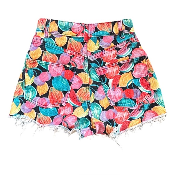 Zara TRF High Rise Fruit Print Shorts Multicolor Denim Women’s Size 0 - Picture 2 of 6